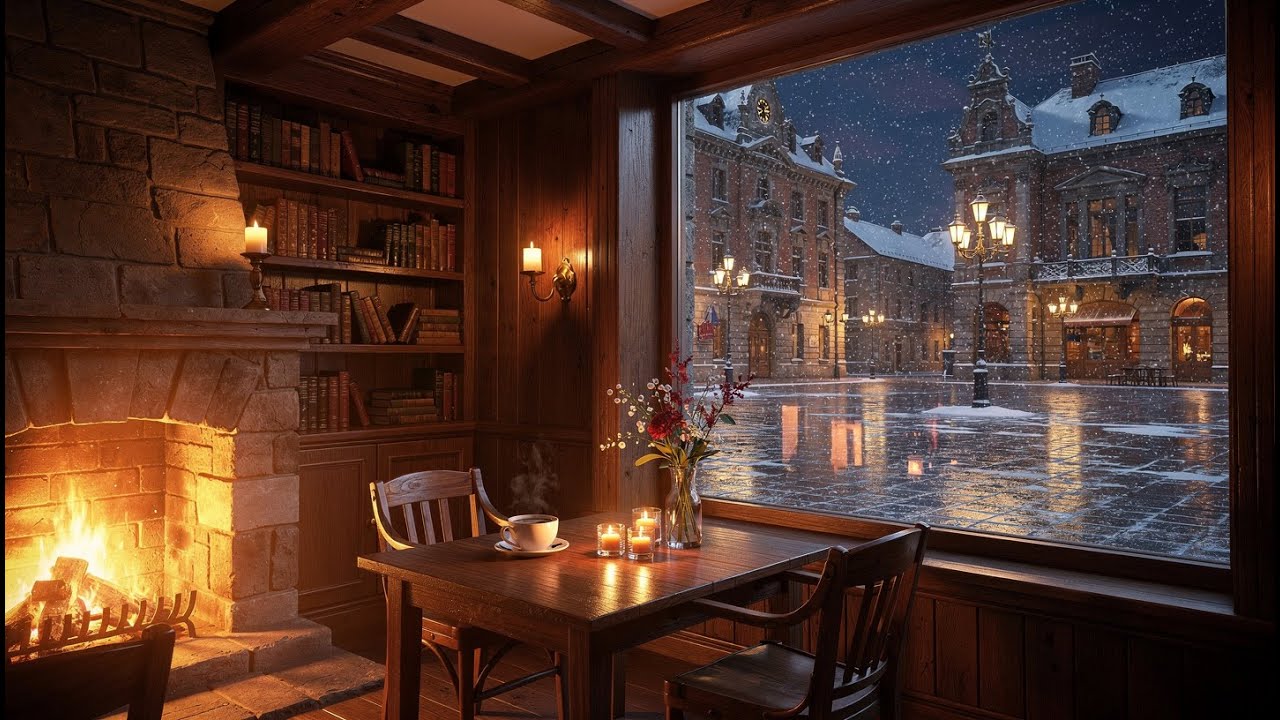 Snowy Night Jazz ☕ Smooth Piano by the Fireplace