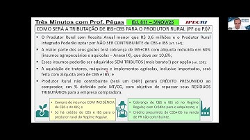 3 MIN com Pegas, Ed. nº 811 - COMO SERÁ A COBRANÇA DE CBS+IBS SOBRE O PRODUTOR RURAL NA REFORMA?