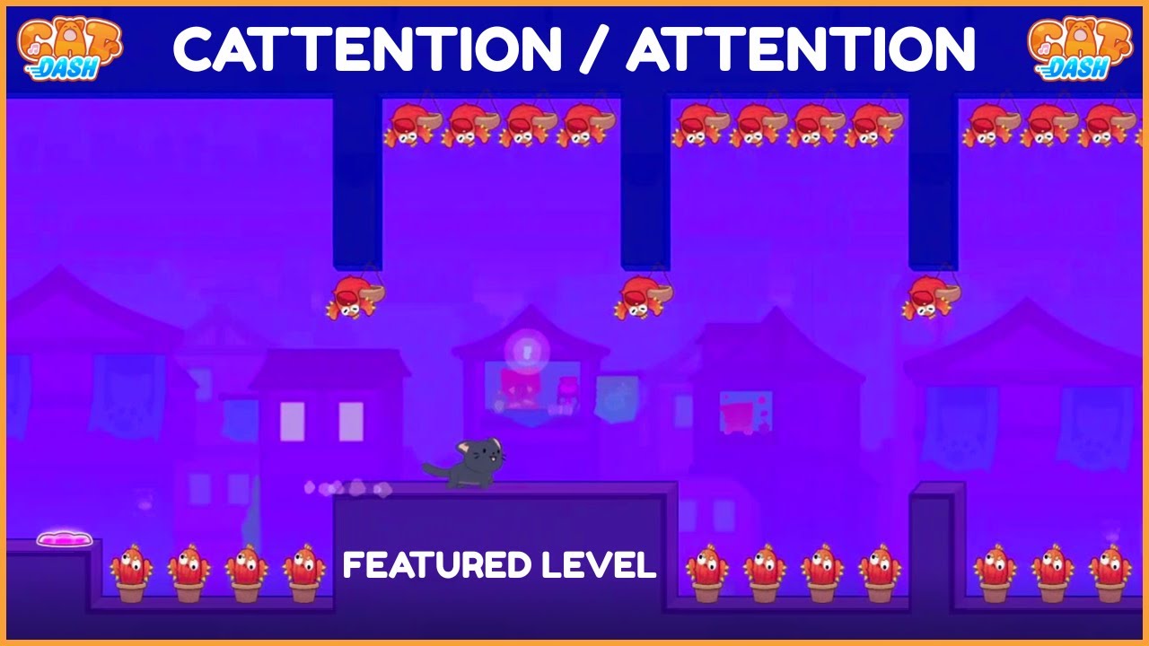 Cattention / Attention | Cat Dash | Geometry Dash Style Music Runner Gameplay