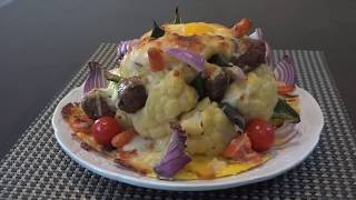 قرنبيط محشي بالخضار والكفتة  Cauliflower Stuffed with Vegetables and Kofta