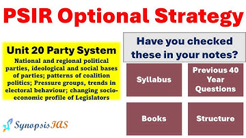 PSIR Optional Strategy Paper 1 Unit 20 Party System by Riddhi Sharma | 7pm PSIR