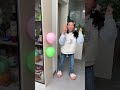 The little sister blew up the balloon and didn't get the gift!