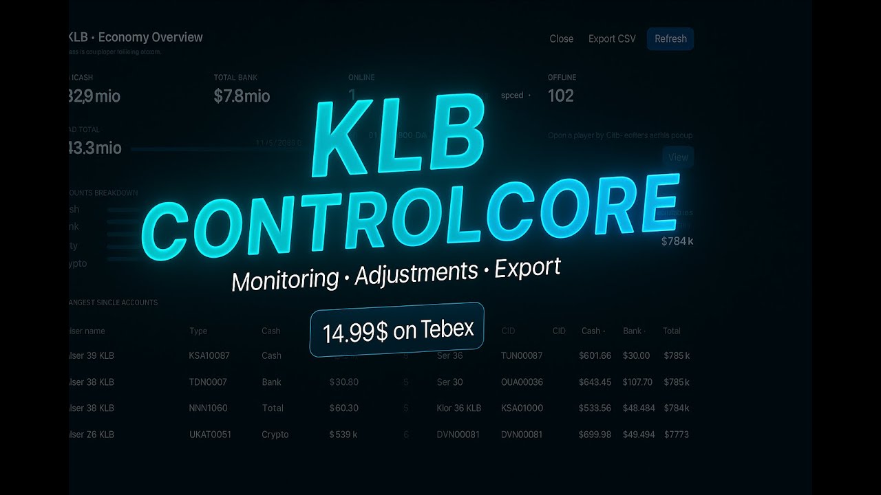 KLB  Controlcore QBCore | Server Control Panel