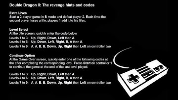 Double Dragon II: The Revenge cheats, codes, hints for Nintendo NES