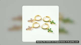 ANDYWEN 100% 925 Sterling Silver Rainbow Cross Dangle Charm Drop Earring Piercing Zircon Ohrringe Je