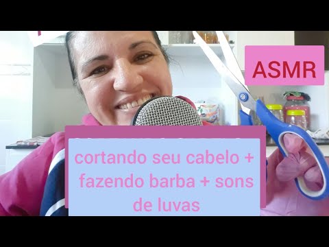 ASMR- Cortando seu cabelo e fazendo sua barba + sons de luvas