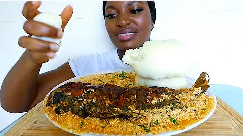 Asmr mukbang egusi soup with poundo yam fufu