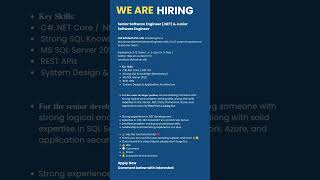 .NET Developer Jobs 2026 | Junior & Senior Software Engineer Hiring | Mohali#shorts,#techjobs #job