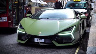 Supercars in London March 2024  #CSATW609 Lamborghini Revuelto, Ferrari Purosangue, Vantage V12