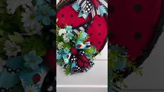 Ladybug Spring and Summer door wreath #rachelsuniquecrafts #ladybug #wreaths Ladybug Spring and Summer door wreath #rachelsuniquecrafts #ladybug #wreaths