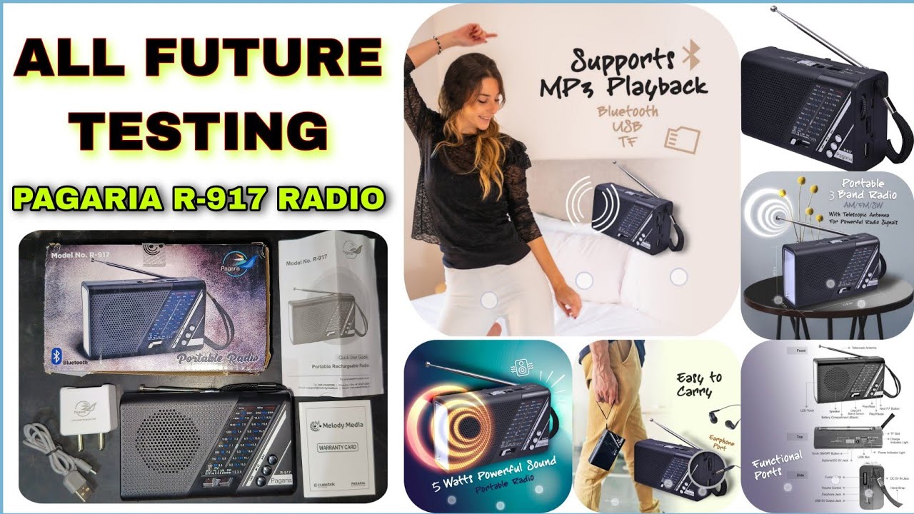 PAGARIA Portable FM/AM/SW Radio with 5 Watts Sound, Bluetooth/USB/TF ...