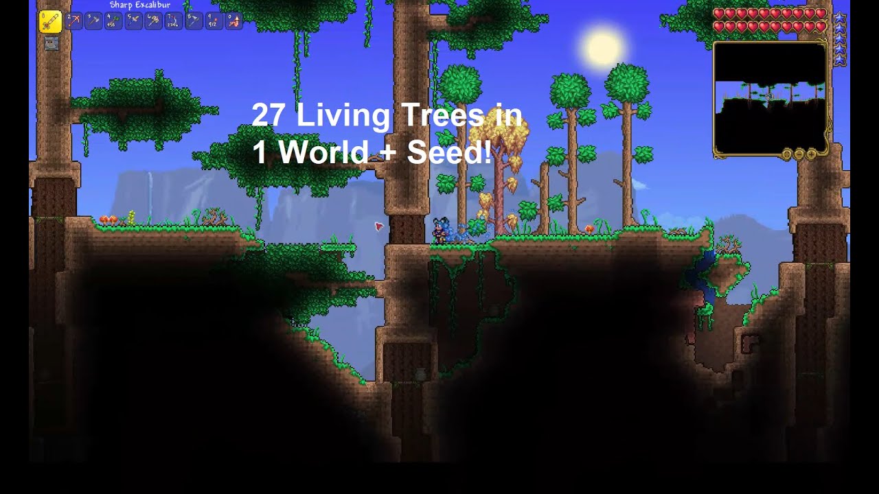 Terraria 27 Living trees in 1 World with Special Music + Seed! YouTube