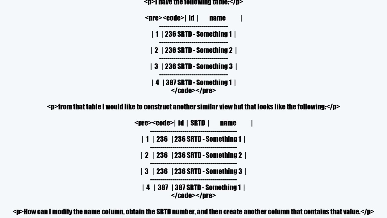 SQL to create a column from the value of another column
