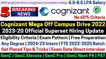 Cognizant 5 Official Off Campus Direct Bulk Hiring 2023/2022/2021/20 Batch BE/BTech/ME/MTech/BSC/MSC