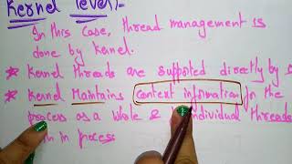 Kernel level thread | Types of thread |  OS | Lec-44 | Bhanu Priya