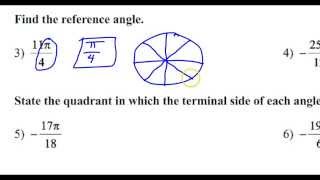 Day 9 HW   #3 and #4   Finding the Reference Angle of a Given Angle