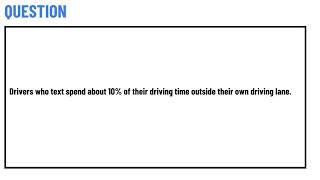 Drivers who text spend about 10  of their driving time outside their own driving lane