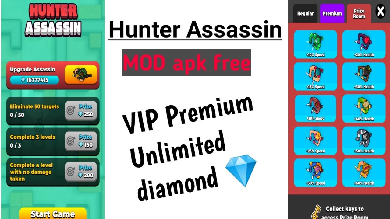 how to get free unlimited diamond on hunter assassin || hunter assassin VIP Premium free 2022