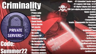 Criminality Private Servers  And Summer Code