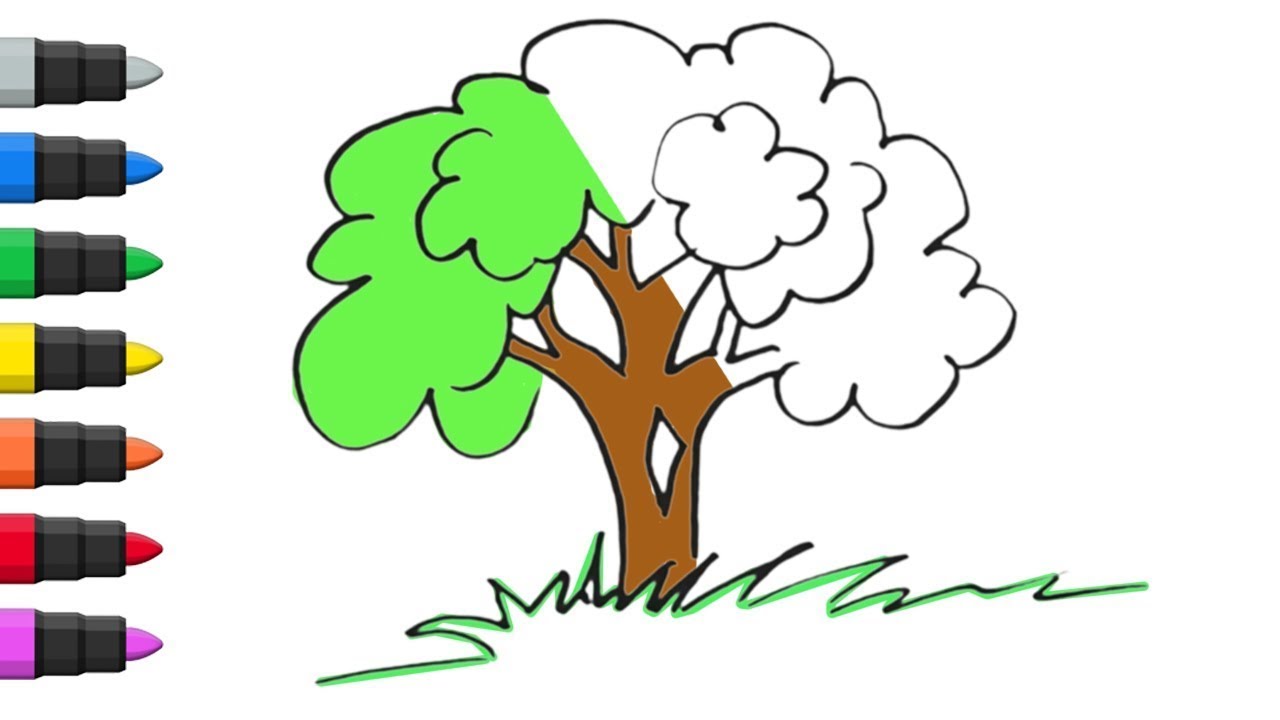 How to draw a Tree step by step Easy Drawing for Kids - YouTube