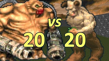 20 Mancubi vs 20 Hell Knights - Monster Infighting - Doom II Retro Battles