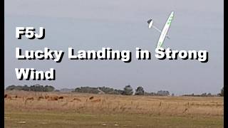 F5J Sailplane Landing in Strong Wind at Competition.