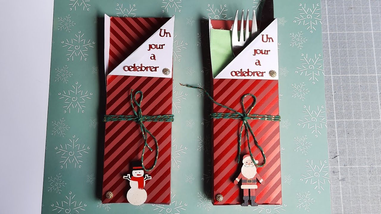 Tuto Pochette couverts Noël facile