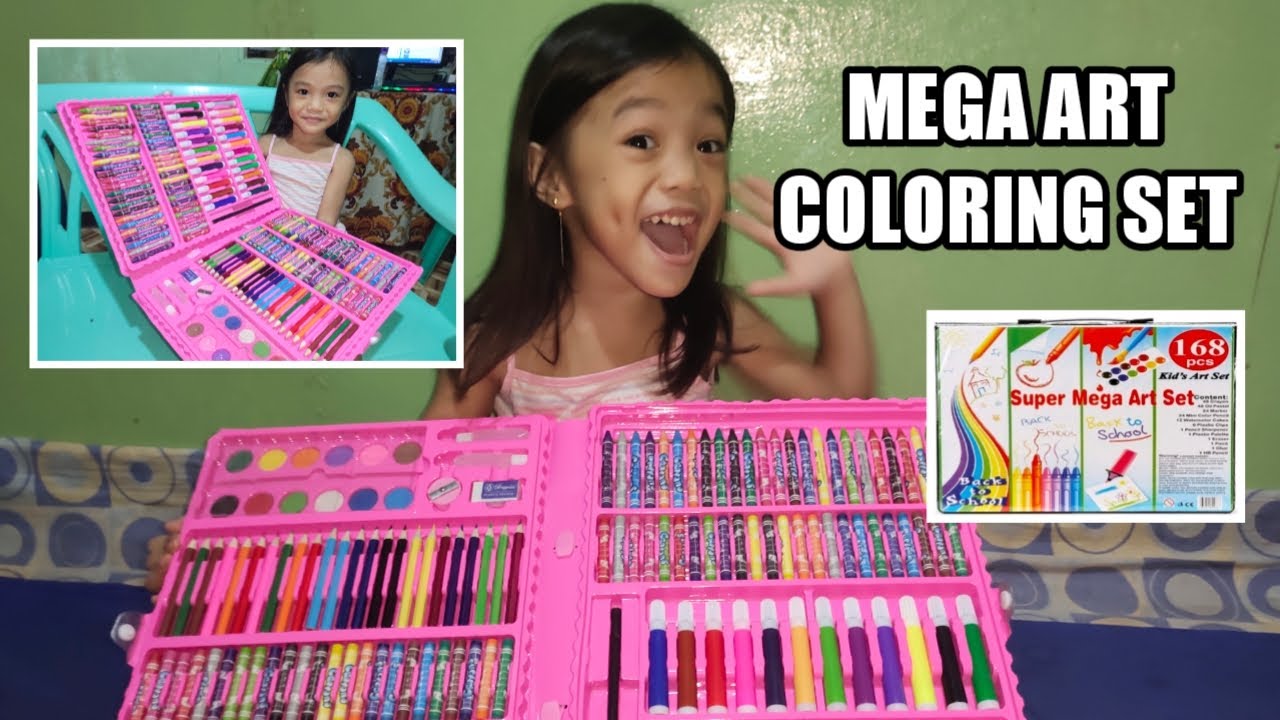 168 piece kids super mega art coloring set with water color, crayons, color  pencil