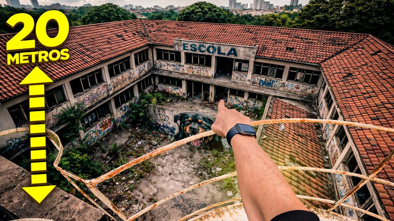 SUBI NO TOPO DA ESCOLA ABANDONADA… TA TUDO PODRE!