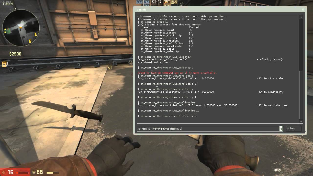 how to get a knife in csgo in console