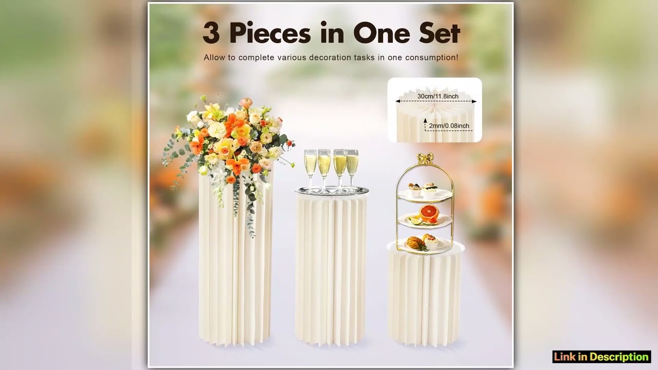 3Pcs Foldable Cardboard Flower Stands Wedding Centerpieces Vase Dessert Table Party Decor Cylinder