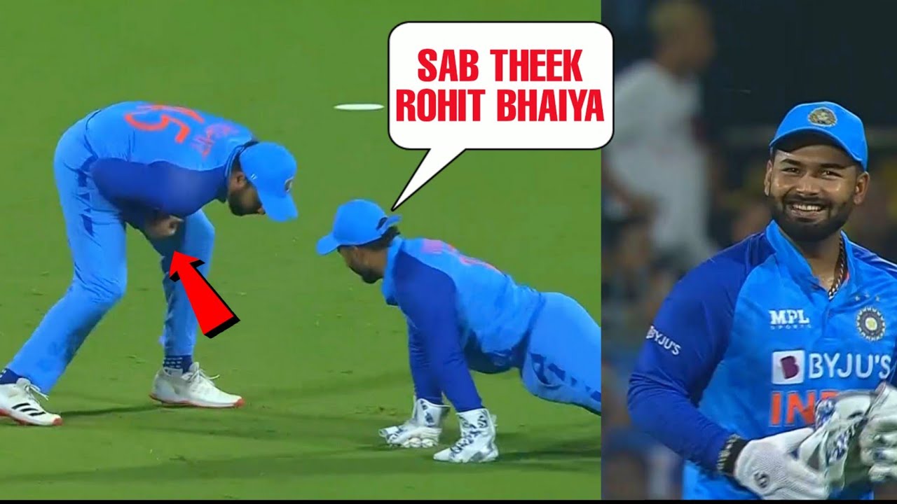 Rishabh Pant making fun of Rohit sharma when he got hit badly on his