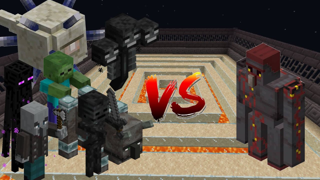 minecraft mob battles 45- vanilla mobs vs netherite golem - YouTube