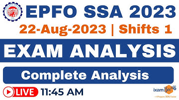 EPFO SSA 2023 Exam Analysis | 22 August 2023 SSA Shift 1 Exam Analysis | By Vikram Sir