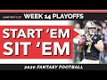 NFL Week 14 Fantasy Football Starts and Sits 2020