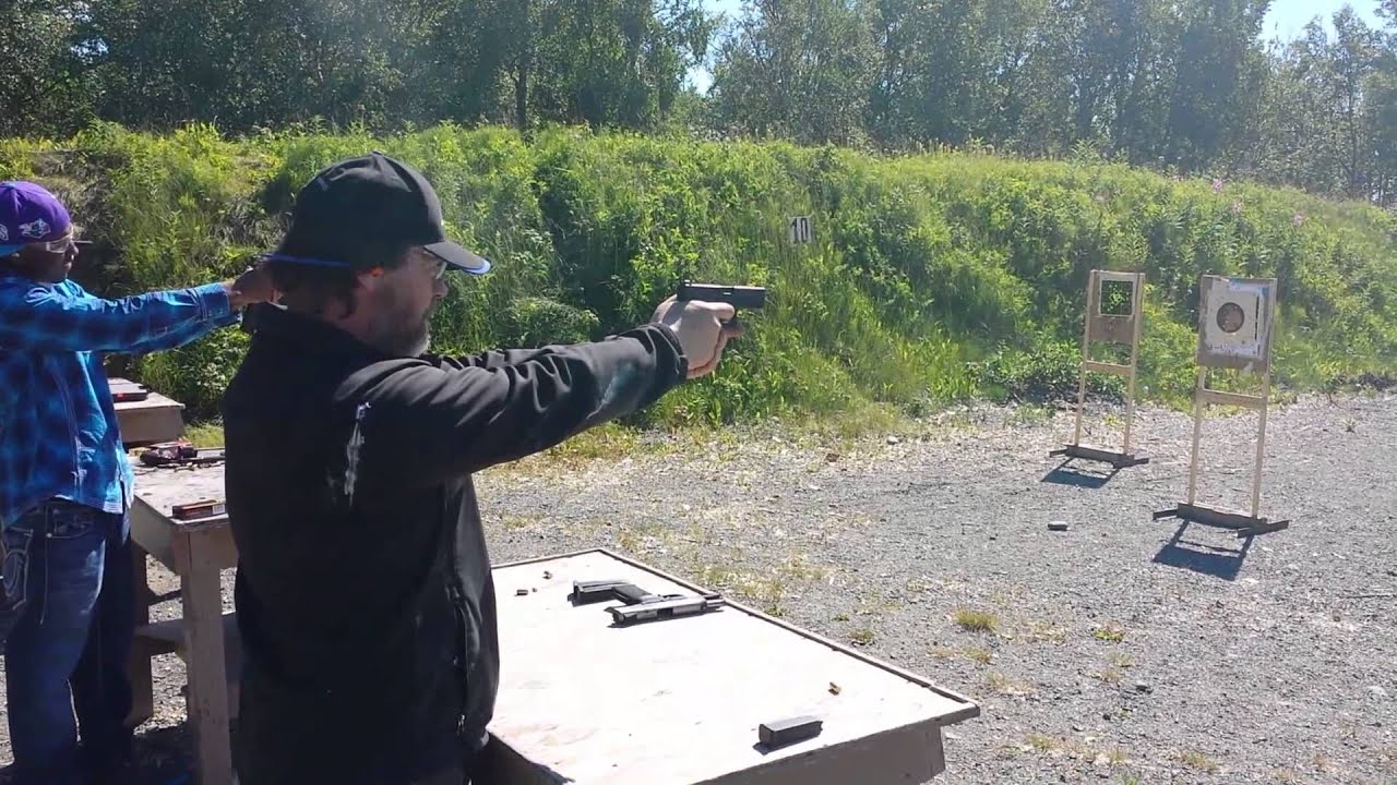 Steve shooting the Glock 32 .357 SIG at Rabbit Creek Rifle Range in
