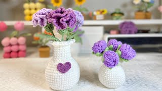 How to Crochet Carnation Flower Tutorial 🌸 Crochet Flower in a Vase 💐 Crochet Flower Bouquet