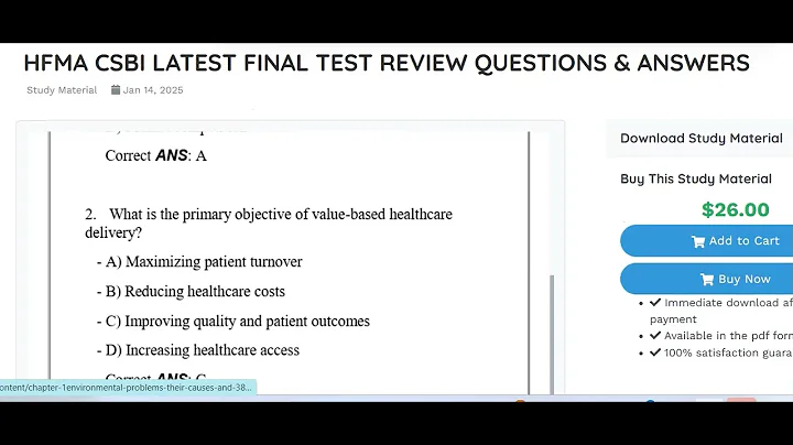HFMA CSBI LATEST FINAL TEST REVIEW QUESTIONS & ANSWERS