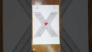 Hari ke-4 - Menggambar huruf X 3D ❤️ | Seri alfabet Az #shorts #drawing #easy #art #alphabet