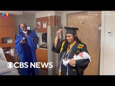 College grad receives diploma in hospital after giving birth.