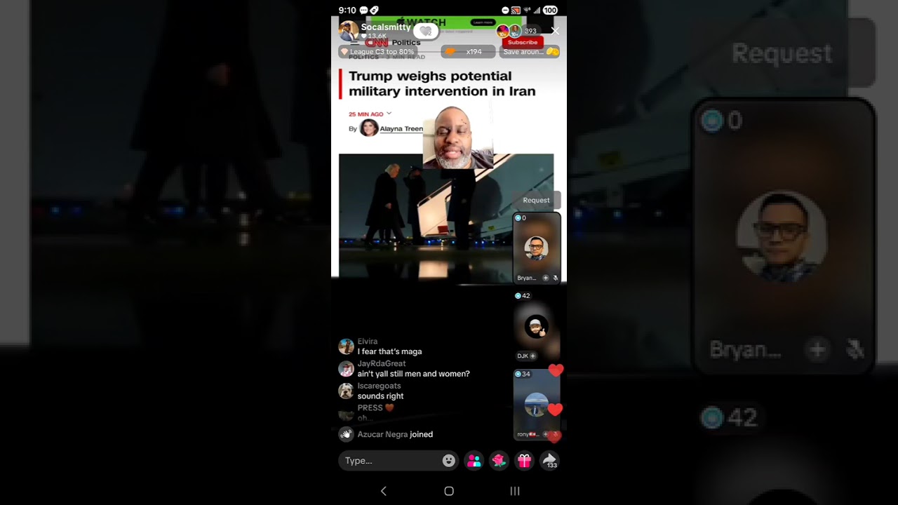 @socalsmitty TikTok Live 01/11/26 - Trump Intervention in Iran & Keith Porter Minneapolis Discussion