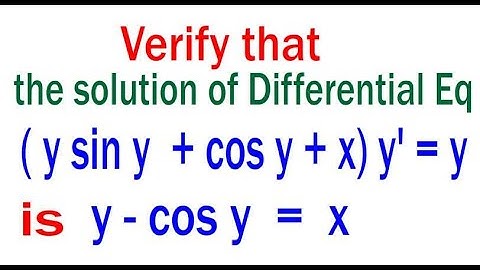 Question 8 Exercise 9.2 Differential Equations NCERT Math Class 12 Verify solution.