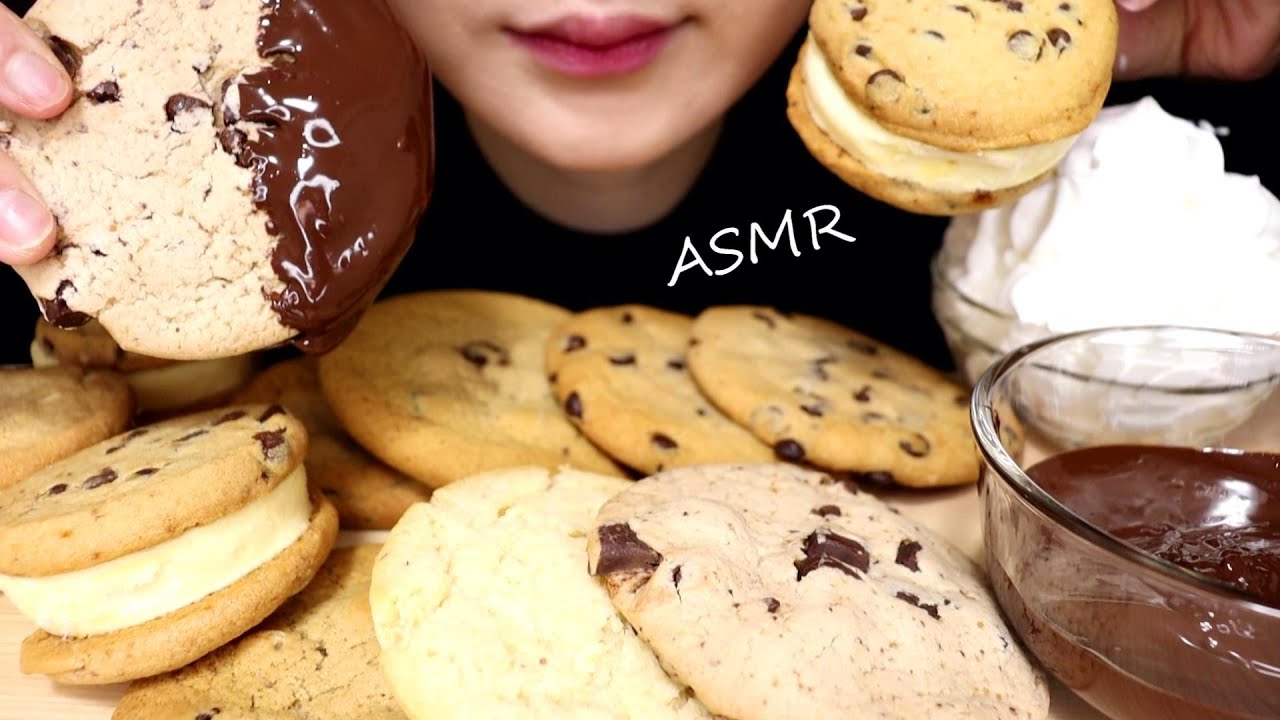 [ASMR] Ешьте шоколадное печенье и сэндвичи с мороженым