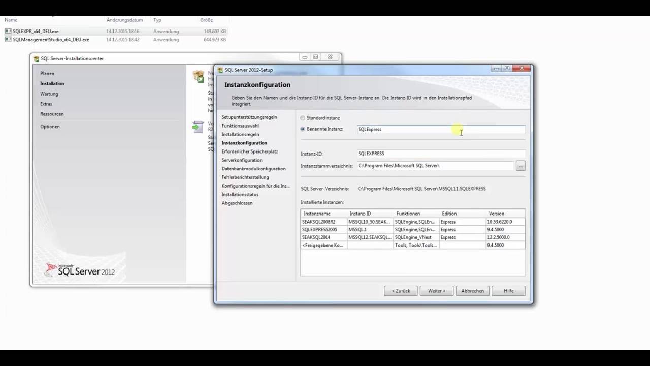 Microsoft Sql Server Express 12 Installieren Youtube