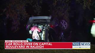 Car rolls over on Capital Boulevard in Raleigh