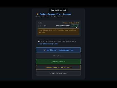 How to activate your ModbusManager license