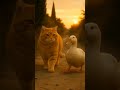 Funny Cat Stories The cat and the duck are best friends! #ai #shorts #catshorts