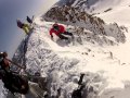 Crazy skier drop in a to z chutes at big sky montana extreme skiing.