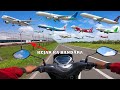 Motoride balapan motor vs pesawat  kereta bandara di sisi utara bandara soetta