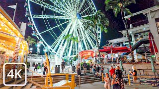 【4K】Strolling Through Miami Lively Waterfront at Night with Breathtaking Ferris Wheel Views
